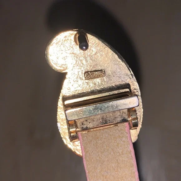 TANJAY Vintage Gold Paisley Thin Leather Belt - Picture 5 of 6